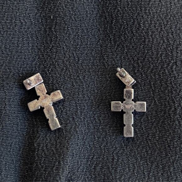 Emporio Armani Silver Block Cross Drop Earrings for Pierced Ears - Picture 6 of 7